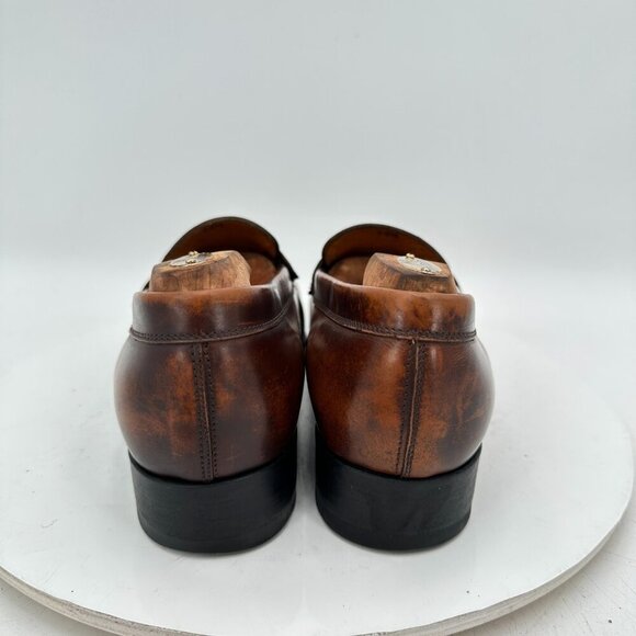 Tods Women Size EU 40.5 US 10.5 Brown Washed Leather Slip On Loafer Flat Shoes - Picture 5 of 11